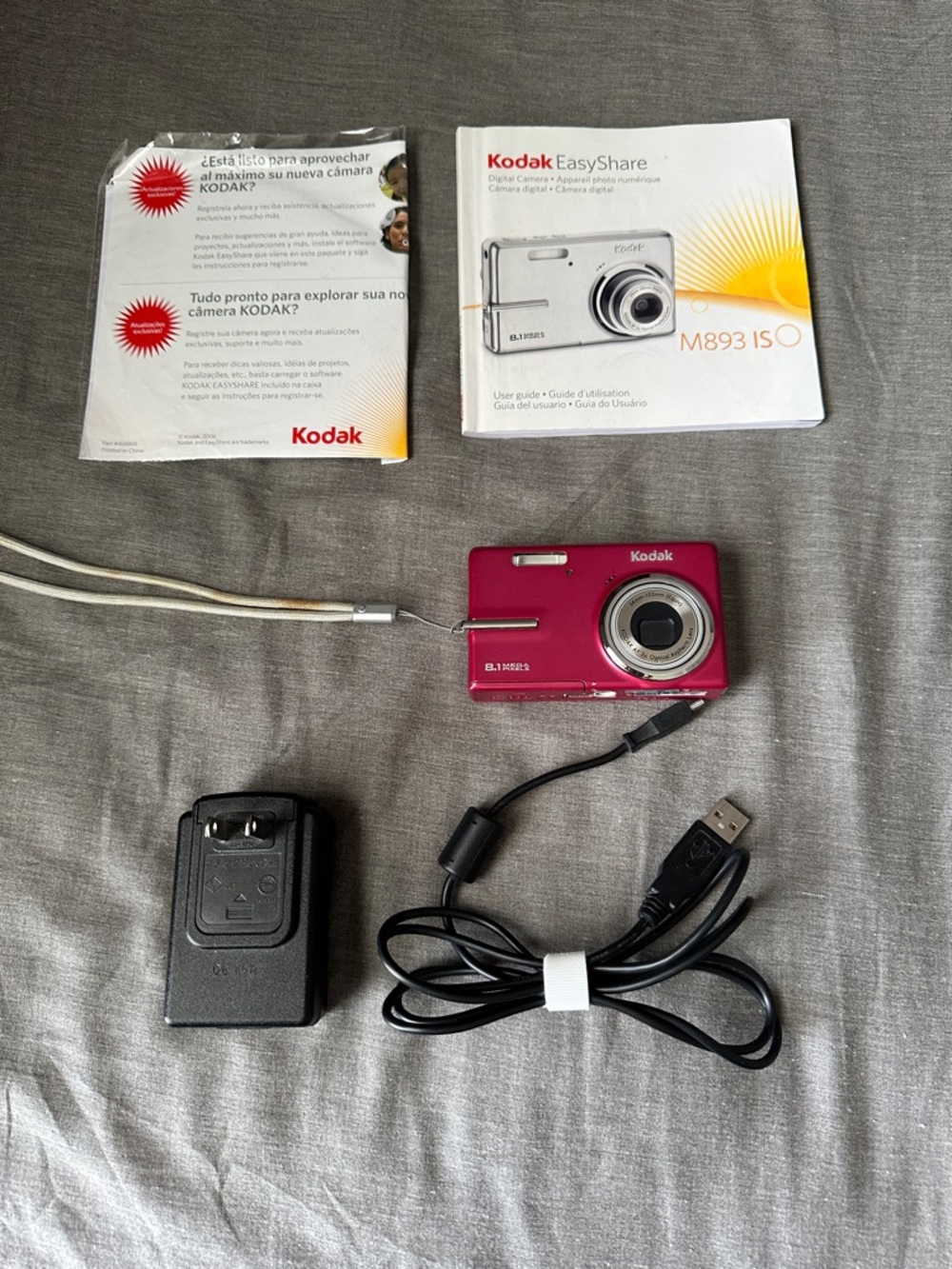 Kodak Pink Compact Digital Camera with Charger, USB Cable & Manuals